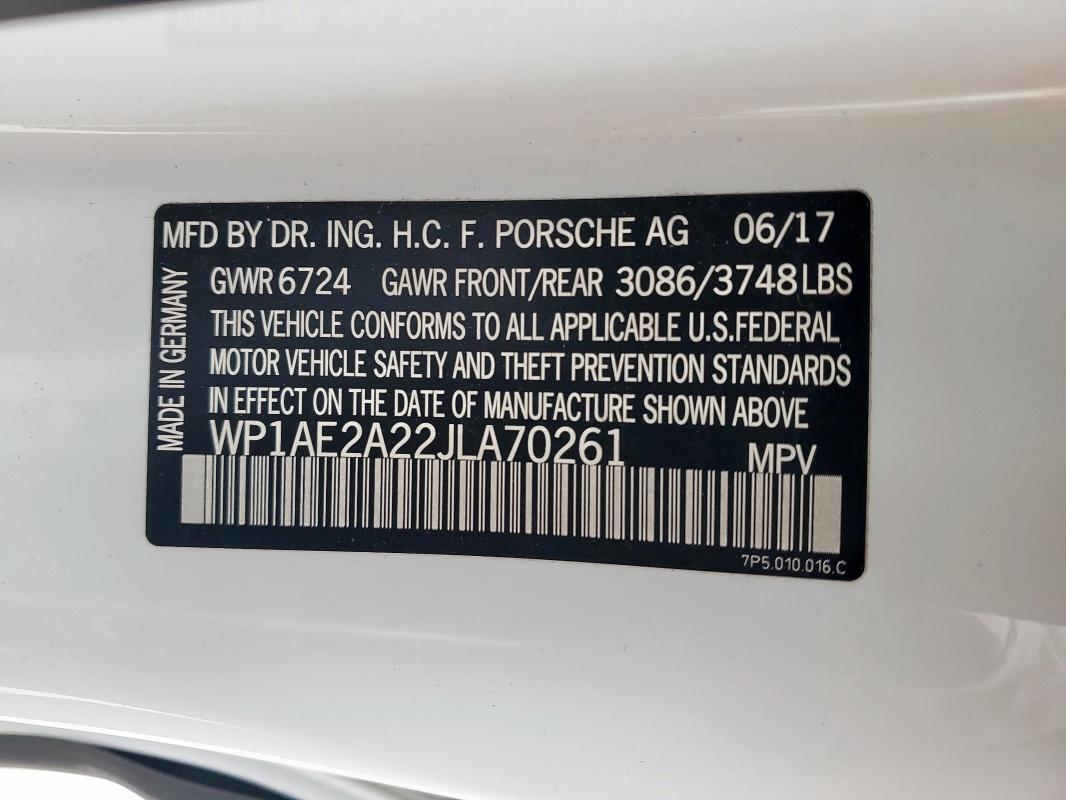 2018 PORSCHE CAYENNE SE - WP1AE2A22JLA70261