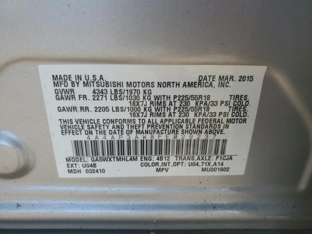 2015 MITSUBISHI OUTLANDER - 4A4AP3AW8FE029237