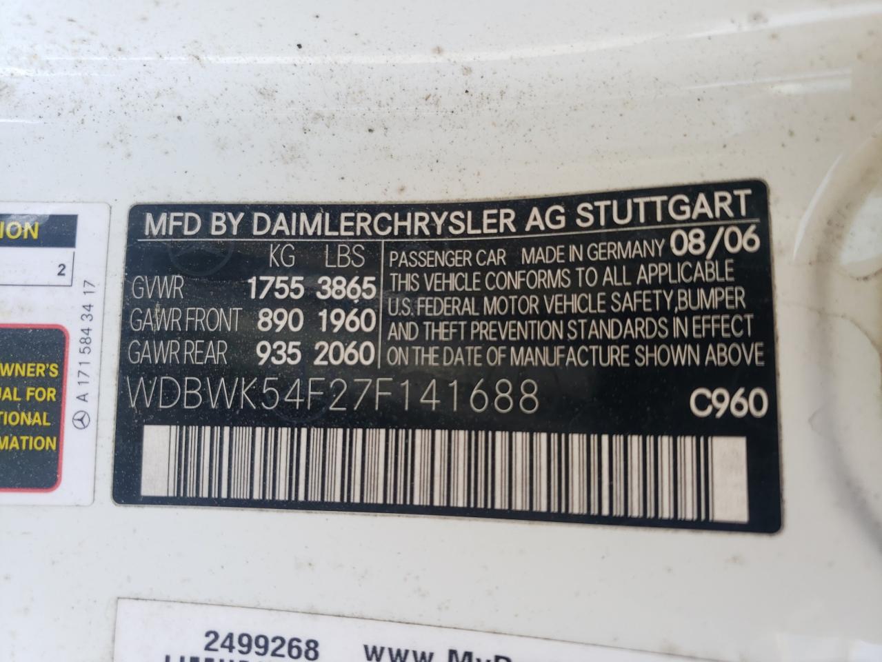 Lot #3296250451 2007 MERCEDES-BENZ SLK 280