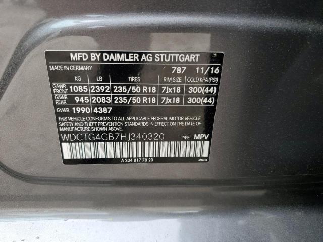 2017 MERCEDES-BENZ 170 WDCTG4GB7HJ340320