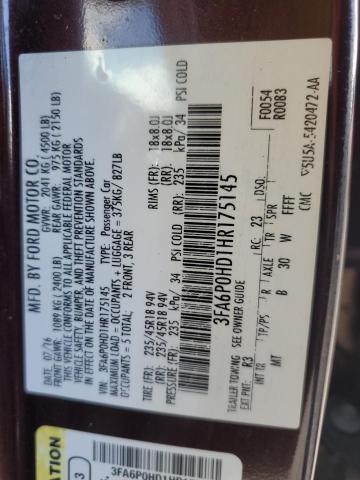2017 FORD FUSION SE - 3FA6P0HD1HR175145