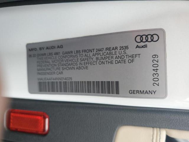 2022 AUDI A4 PREMIUM - WAUEAAF44NN014025