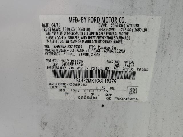 2016 FORD TAURUS POL - 1FAHP2MK1GG119379