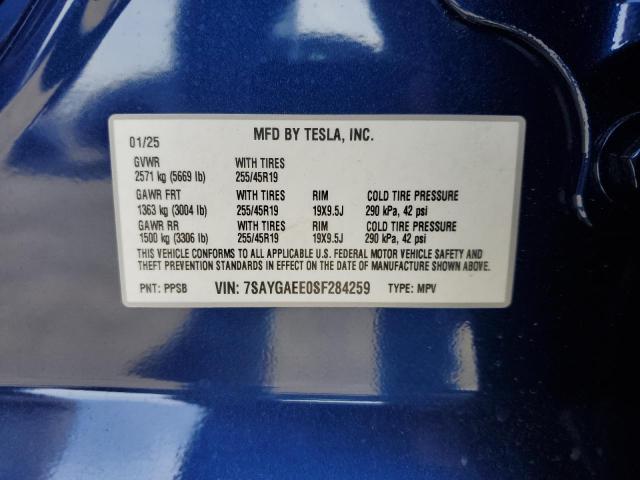 2025 TESLA MODEL Y 7SAYGAEE0SF284259