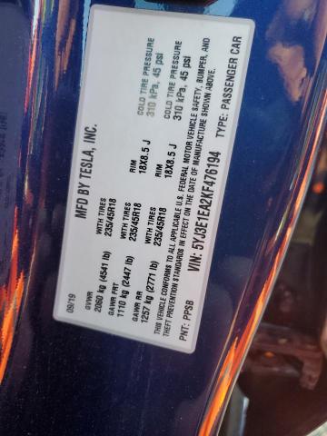 2019 TESLA MODEL 3 - 5YJ3E1EA2KF476194