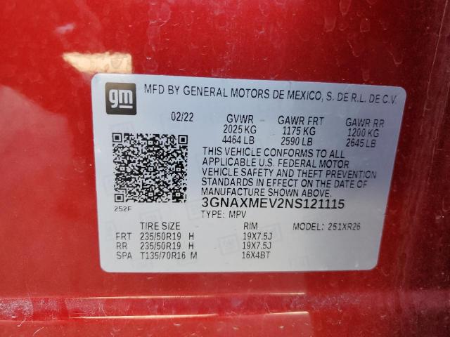 2022 CHEVROLET EQUINOX RS 3GNAXMEV2NS121115