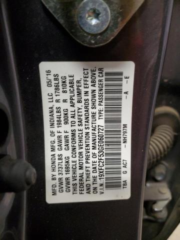 2016 HONDA CIVIC LX - 19XFC2F53GE060727