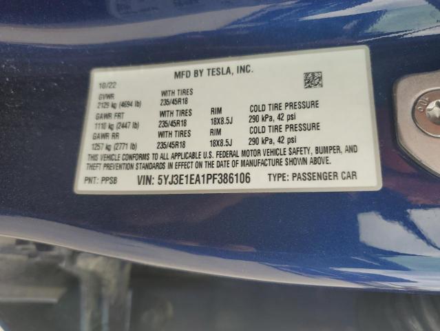 2023 TESLA MODEL 3 - 5YJ3E1EA1PF386106