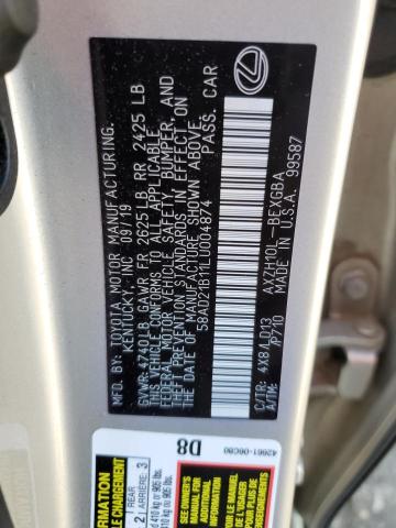 2020 LEXUS ES 300H 58AD21B11LU004874