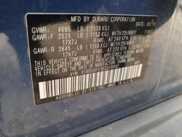 2019 SUBARU OUTBACK 2. - 4S4BSAFC1K3328082