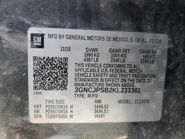 2019 CHEVROLET TRAX 1LT - 3GNCJPSB2KL233361