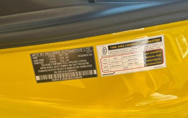 2018 MCLAREN AUTOMOTIVE 570S SBM13FAA2JW004563