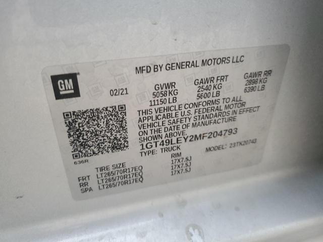 2021 GMC SIERRA K25 - 1GT49LEY2MF204793
