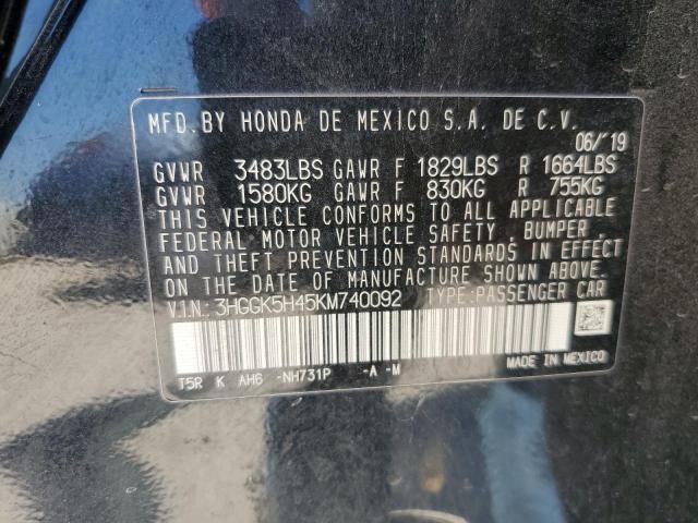 2019 HONDA FIT LX 3HGGK5H45KM740092
