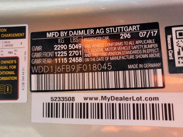 2018 MERCEDES-BENZ E 400 - WDD1J6FB9JF018045