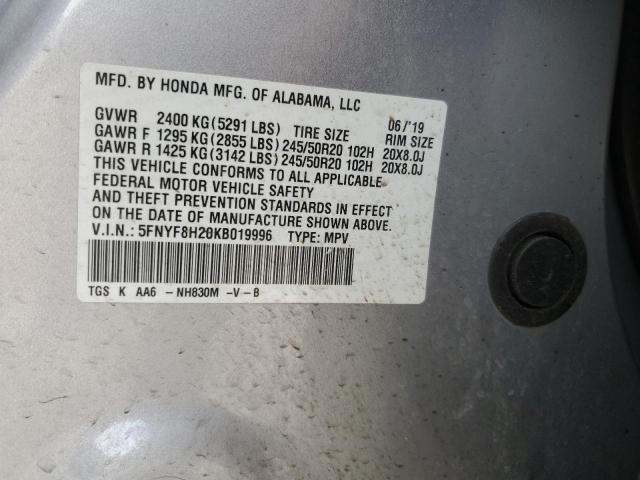 2019 HONDA PASSPORT S 5FNYF8H20KB019996