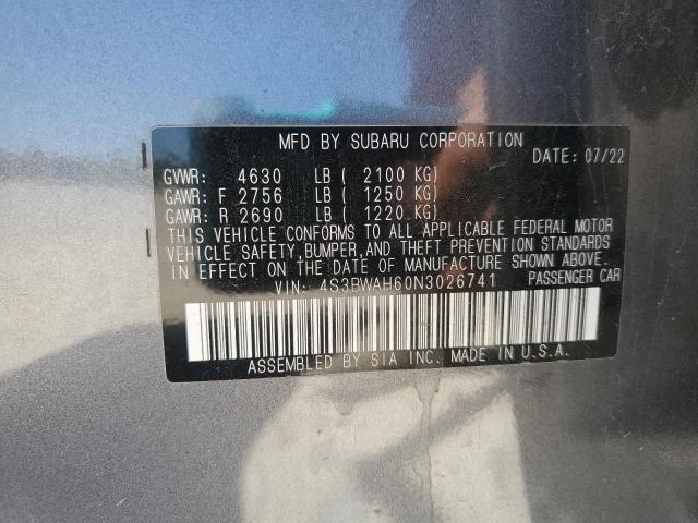 2022 SUBARU LEGACY SPO 4S3BWAH60N3026741