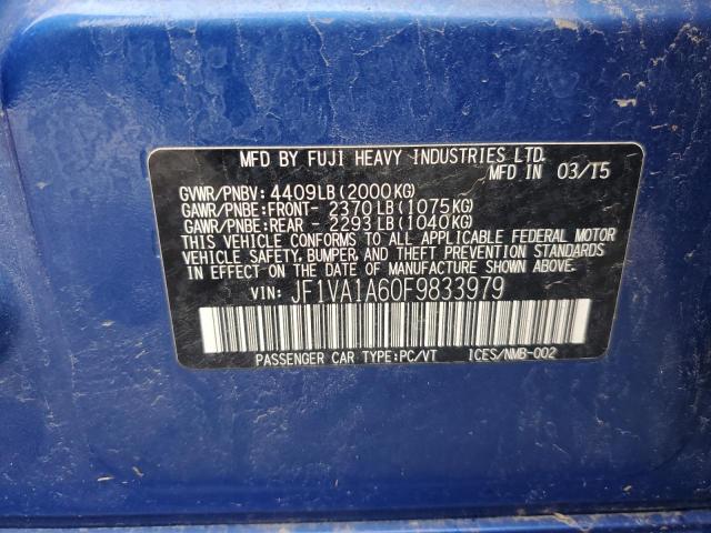 2015 SUBARU WRX JF1VA1A60F9833979