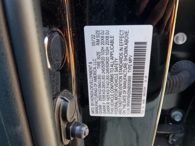 2022 HONDA PILOT SE 5FNYF6H25NB055899
