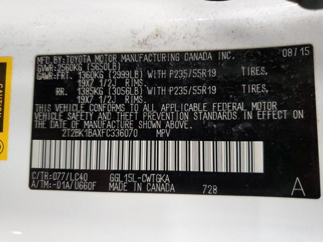 2015 LEXUS RX 350 BAS - 2T2BK1BAXFC336070