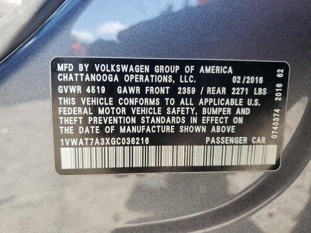 2016 VOLKSWAGEN PASSAT S - 1VWAT7A3XGC036216