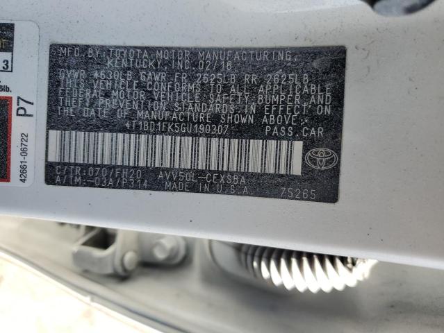 2016 TOYOTA CAMRY HYBR - 4T1BD1FK5GU190307
