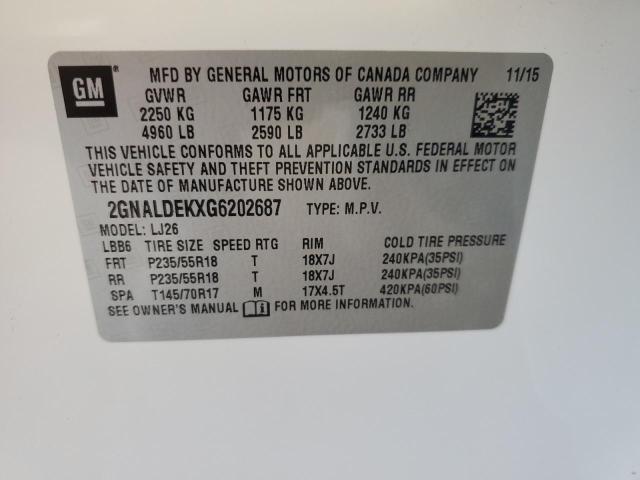 2016 CHEVROLET EQUINOX LT - 2GNALDEKXG6202687