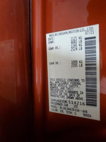 2021 NISSAN MAXIMA SR 1N4AA6EV1MC514216