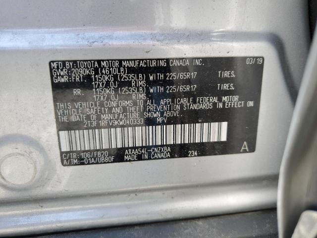 2019 TOYOTA RAV4 LE 2T3F1RFV9KW040333