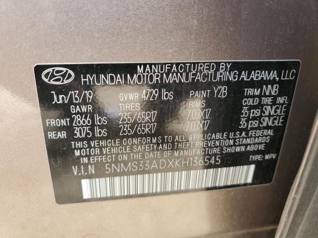 2019 HYUNDAI SANTA FE S - 5NMS33ADXKH136545