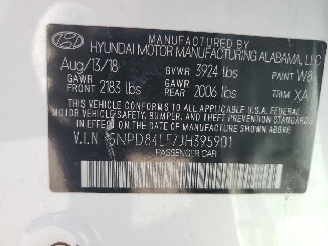 2018 HYUNDAI ELANTRA SEL 5NPD84LF7JH395901