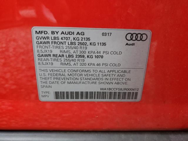 2018 AUDI Q3 PREMIUM WA1BCCFS8JR000412