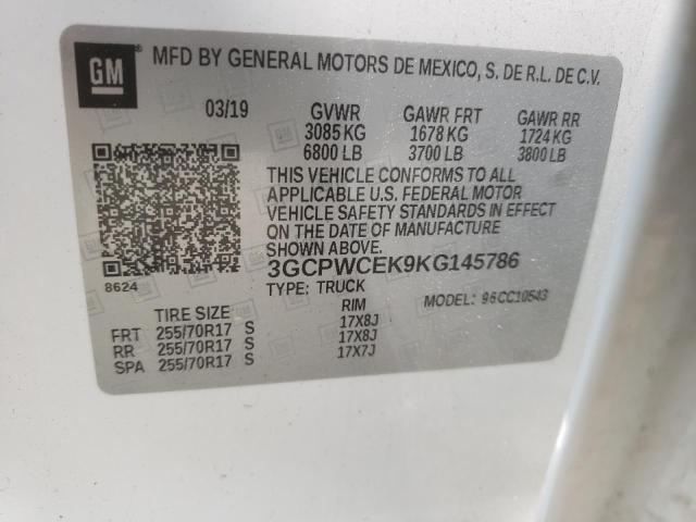 2019 CHEVROLET SILVERADO - 3GCPWCEK9KG145786