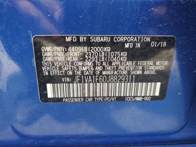 2018 SUBARU WRX LIMITE JF1VA1F60J8829311
