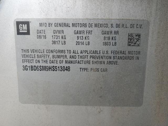 2017 CHEVROLET CRUZE LT - 3G1BD6SM9HS513048