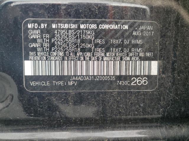 2018 MITSUBISHI OUTLANDER - JA4AD3A31JZ000535