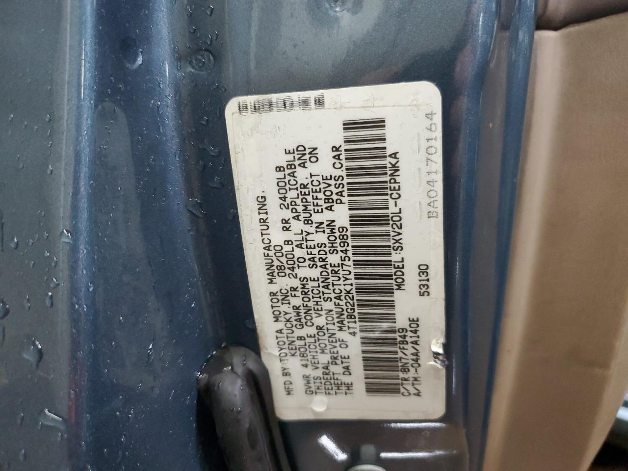 Lot #3298191020 2000 TOYOTA CAMRY CE