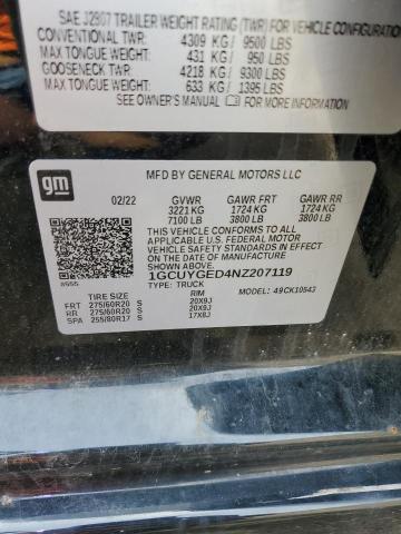 2022 CHEVROLET 1500 1GCUYGED4NZ207119