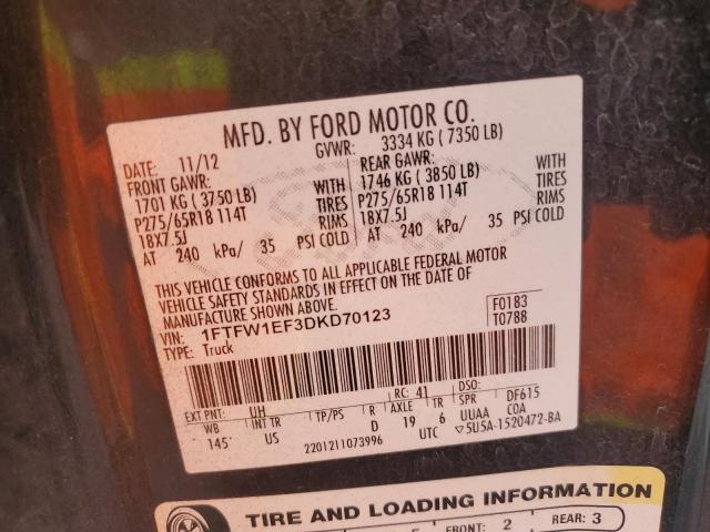 2013 FORD F150 SUPER - 1FTFW1EF3DKD70123