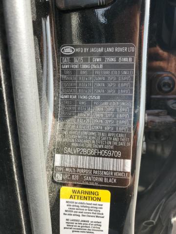 2015 LAND ROVER RANGE ROVE - SALVP2BG6FH059709