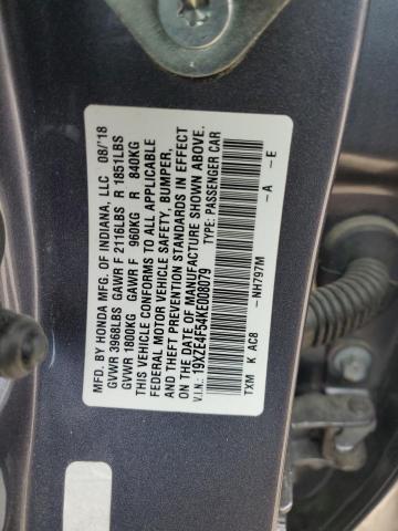 2019 HONDA INSIGHT EX 19XZE4F54KE008079