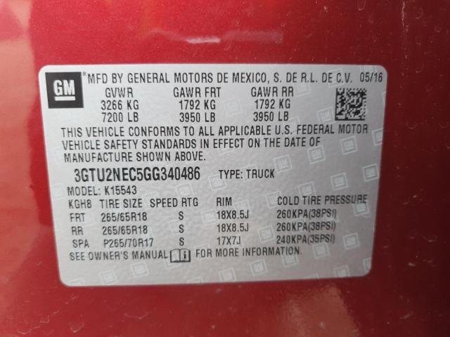 2016 GMC SIERRA K15 - 3GTU2NEC5GG340486