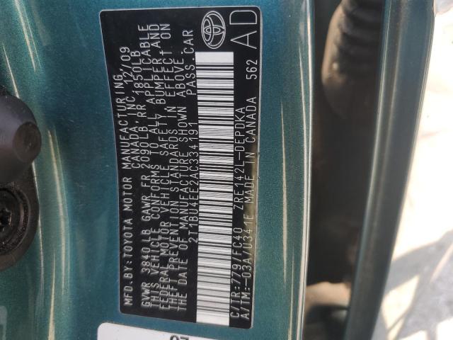 2010 TOYOTA COROLLA BA - 2T1BU4EE2AC334191