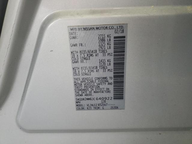 2018 NISSAN PATHFINDER 5N1DR2MM6JC640922
