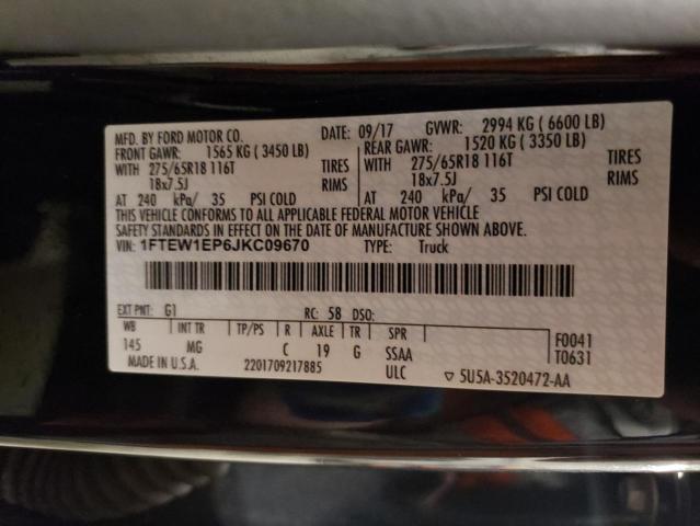 2018 FORD F150 SUPER - 1FTEW1EP6JKC09670