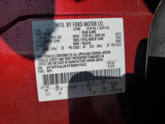 2015 FORD EDGE SEL - 2FMTK4J81FBB81552