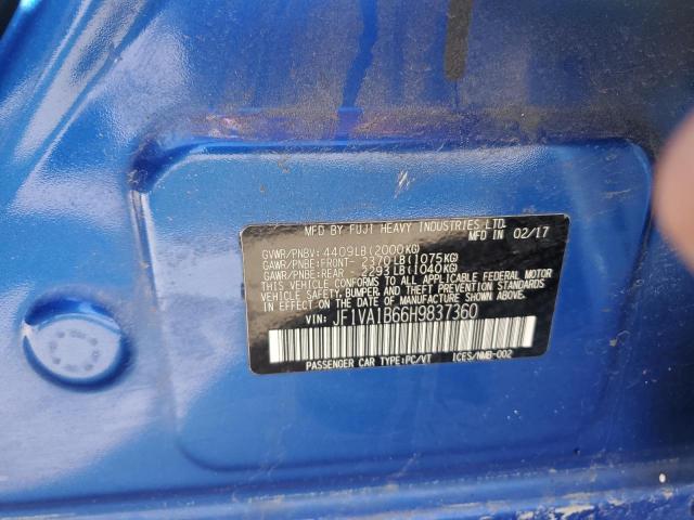 2017 SUBARU WRX JF1VA1B66H9837360