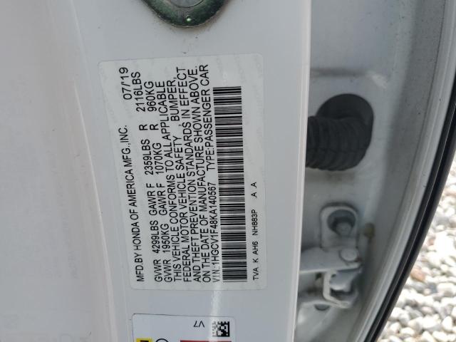 2019 HONDA ACCORD EX - 1HGCV1F48KA140567