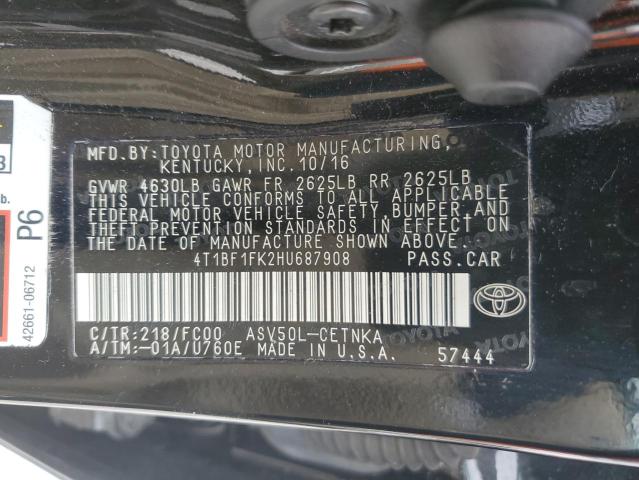 2017 TOYOTA CAMRY LE - 4T1BF1FK2HU687908