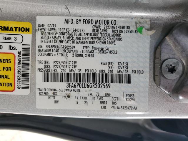 2016 FORD FUSION SE - 3FA6P0LU6GR202569